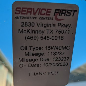 Caliber Auto Care - service reminder sticker -- conventional oil was used, but 10k mi interval change was recommended - Auto Repair Near Me - McKinney, Texas Caliber Auto Care - service reminder sticker -- conventional oil was used, but 10k mi interval change was recommended - Auto Repair Near Me - McKinney, Texas