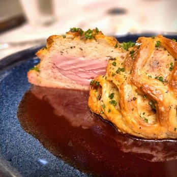 Carte Blanche - Dry Aged Duck Breast Pretzel Brioche Wellington (close-up view) - Asian Fusion Near Me - Honolulu, Hawaii