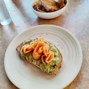 Toast - Salmon avocado toast and carnitas bowl - New American Near Me - Norfolk, Virginia Toast - Salmon avocado toast and carnitas bowl - New American Near Me - Norfolk, Virginia