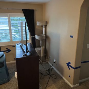 Wizard Restorations - Master bedroom marking where all demo will be - Damage Restoration Near Me - Rancho Cucamonga, California Wizard Restorations - Master bedroom marking where all demo will be - Damage Restoration Near Me - Rancho Cucamonga, California