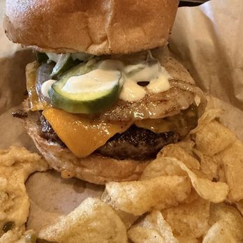 Hops at 84 East - Their cheeseburger with chips is quite nice - Pizza Near Me - Holland, Michigan Hops at 84 East - Their cheeseburger with chips is quite nice - Pizza Near Me - Holland, Michigan
