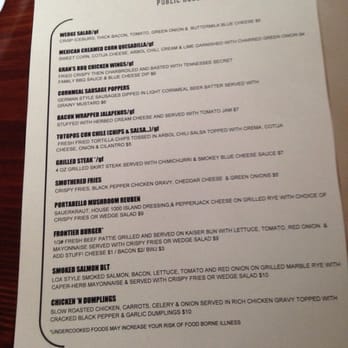 Frontier Public House - Menu - New American Near Me - Vancouver, Washington