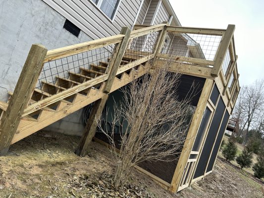 Deck with Stairs and Screen Enclosed Porch - Deck with Stairs and Screen Enclosed Porch