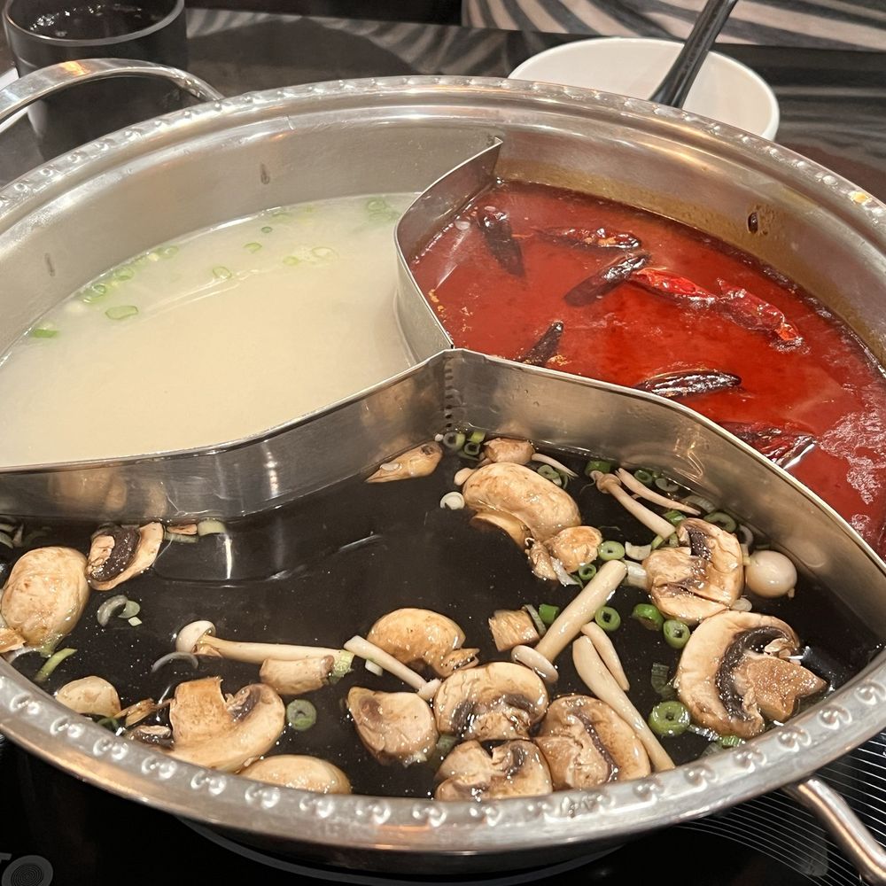 Coco Hot Pot - Sauces/soups - mushroom, chicken, spicy. ALL are chicken based. They come around with extra broth. - Chinese Near Me - Columbus, Ohio Coco Hot Pot - Sauces/soups - mushroom, chicken, spicy. ALL are chicken based. They come around with extra broth. - Chinese Near Me - Columbus, Ohio