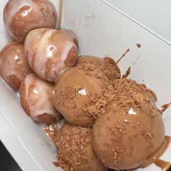 Lukumades - 1/2 glaze, 1/2 melted biscoff - Desserts Near Me - Jacksonville Beach, Florida Lukumades - 1/2 glaze, 1/2 melted biscoff - Desserts Near Me - Jacksonville Beach, Florida