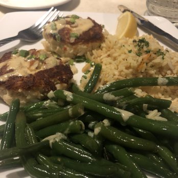Anthony's Fish Grotto - Crab cakes with veggies and rice pilaf - Seafood Near Me - La Mesa, California Anthony's Fish Grotto - Crab cakes with veggies and rice pilaf - Seafood Near Me - La Mesa, California