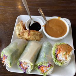 Tofu Salad Rolls & chicken potstickers Tofu Salad Rolls & chicken potstickers