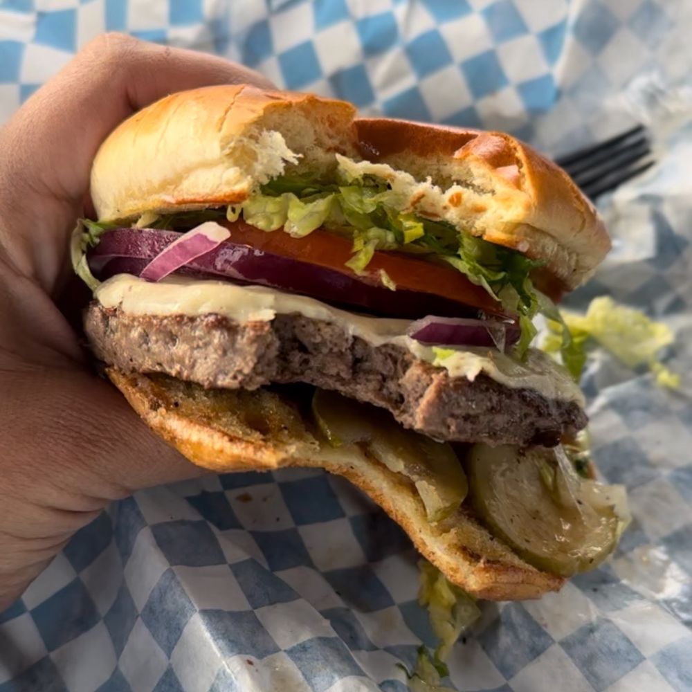 A st. Burger with provolone cheese