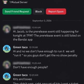 Destine Fantasy Games - Discord conversation with (presumable) store associate - Tabletop Games Near Me - Alameda, California Destine Fantasy Games - Discord conversation with (presumable) store associate - Tabletop Games Near Me - Alameda, California