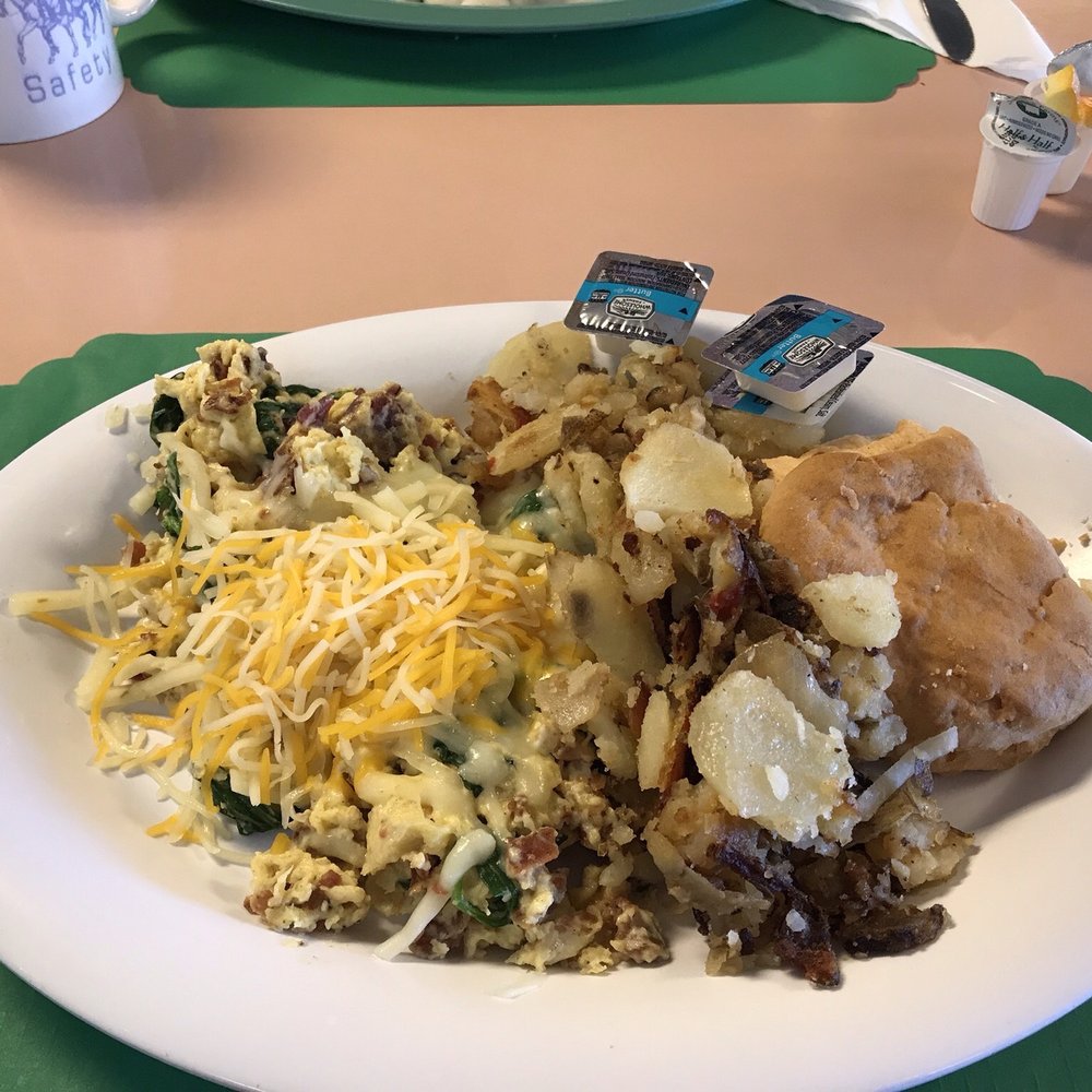 Landmark Cafe - Popeye scramble with home fries and Biscuits ' N Gravy - Breakfast & Brunch Near Me - Sierra Vista, Arizona Landmark Cafe - Popeye scramble with home fries and Biscuits ' N Gravy - Breakfast & Brunch Near Me - Sierra Vista, Arizona