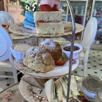 English Rose Tea Room - The formal tea tower of delicious pastries and savory tea sandwiches. - British Near Me - Carefree, Arizona