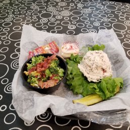 Fancy Nancy chicken salad and broccoli salad.
