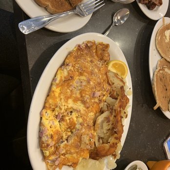 Orange Peel Restaurant - 3 egg cheddar and ham omelette-could definitely split with another!!! - Breakfast & Brunch Near Me - Shelby Township, Michigan