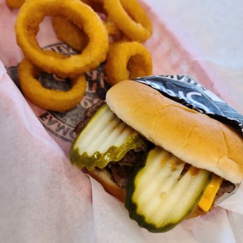 Steak ’n Shake - Dbl steakburger with onion rings. - Burgers Near Me - Yucca Valley, California Steak ’n Shake - Dbl steakburger with onion rings. - Burgers Near Me - Yucca Valley, California