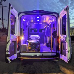 Golden State Medical Transport - Gurney Accessible-
Specially upfitted to meet Federal Motor Vehicle Safety Standard and ADA to ensure proper securement