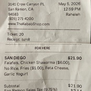 The Kebab Shop - !Over $24 for a wrap! Yes, added a 2nd filling but still just a wrap! - Mediterranean Near Me - San Ramon, California The Kebab Shop - !Over $24 for a wrap! Yes, added a 2nd filling but still just a wrap! - Mediterranean Near Me - San Ramon, California