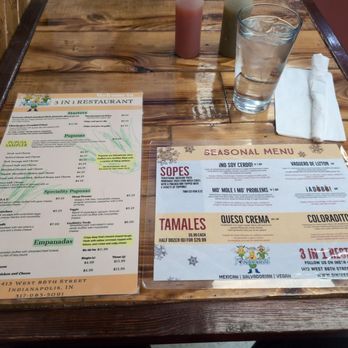 3 in 1 Restaurant - Menus - Mexican Near Me - Indianapolis, Indiana