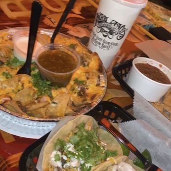 Sancho's Tacos - Surf and turf nachos, shrimp taco, OG Taco, and Yard Bird Taco. - Tacos Near Me - Bakersfield, California Sancho's Tacos - Surf and turf nachos, shrimp taco, OG Taco, and Yard Bird Taco. - Tacos Near Me - Bakersfield, California