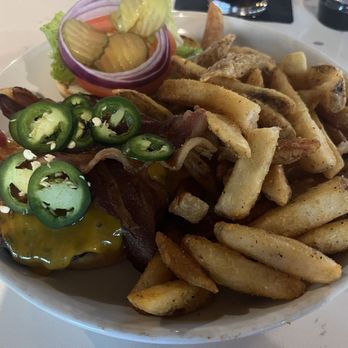 Downtown Social - Bacon cheeseburger with Jalapeños - Bowling Near Me - New Braunfels, Texas Downtown Social - Bacon cheeseburger with Jalapeños - Bowling Near Me - New Braunfels, Texas