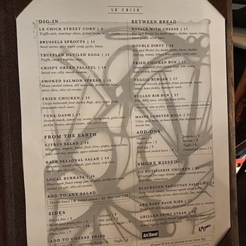Le Chick - Menu 12/5/19 - Cocktail Bars Near Me - Miami, Florida