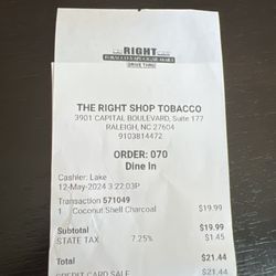 The Right Shop Tobacco Vape Cigar - Never seen a box of charcoal for $19.99 before. This is not right .