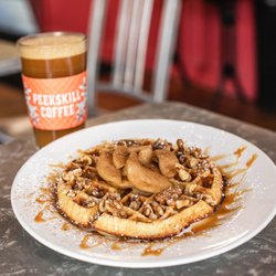 Peekskill Coffee - delicious fall waffle with apples and walnuts