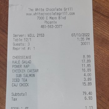 The White Chocolate Grill - Iab affordable meal for sure. - American Near Me - Phoenix, Arizona