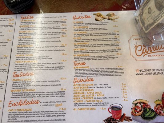 Menu photo 2 El Carrito San Diego, CA