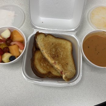 Cincy's Downtown - Summer Fruit Salad Tomato Soup  Grilled Gouda and Pimento Cheese - Soup Near Me - Greensboro, North Carolina