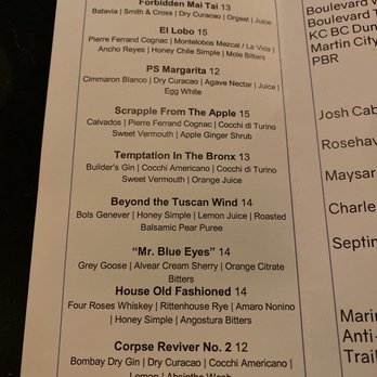 PS - Libations section of the drink menu. - Speakeasies Near Me - Kansas City, Missouri