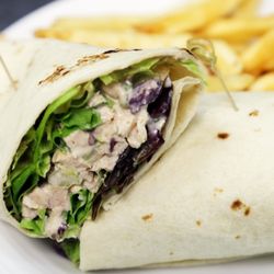 Deli Wrap with your choice of turkey, ham, roast beer, chicken salad or tuna salad with your choice of side