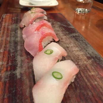 Uchi Austin - Tailoring selection - black kingfish, amberjack and goldeneye snapper - Sushi Bars Near Me - Austin, Texas Uchi Austin - Tailoring selection - black kingfish, amberjack and goldeneye snapper - Sushi Bars Near Me - Austin, Texas