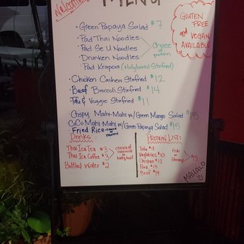 Ae's Thai Kitchen - Menu. Wont accept cards as payment. - Thai Near Me - Hana, Hawaii Ae's Thai Kitchen - Menu. Wont accept cards as payment. - Thai Near Me - Hana, Hawaii