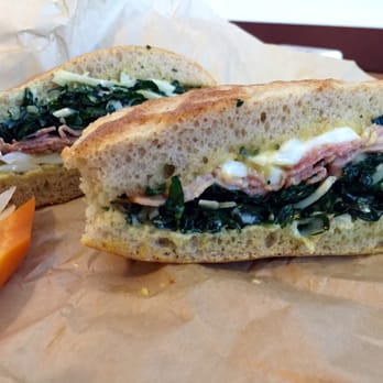 Standard Fare - Fra Mani coppa, pastured egg, kale and kohlrabi slaw, and marjoram-caper aioli; on Standard Fare focaccia. - Coffee & Tea Near Me - Berkeley, California