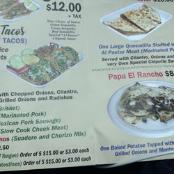 El Rancho - Menu