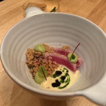 Moon Rabbit - Cá Ngừ Sống | seared tuna, coconut tiger milk, puffed amaranth, avocado - Vietnamese Near Me - Washington, DC, District of Columbia Moon Rabbit - Cá Ngừ Sống | seared tuna, coconut tiger milk, puffed amaranth, avocado - Vietnamese Near Me - Washington, DC, District of Columbia
