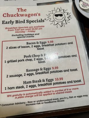 Menu photo 1 Chuckwagon Restaurant at the Regency Casino Laughlin, NV