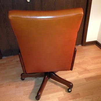 Leo's Upholstery - Back side of leather replacement on executive office chair.  Reupholstery and mechanicals perfect.  Great job. - Furniture Reupholstery Near Me - Chicago, Illinois