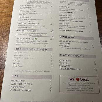 PLS on Post - Menu - American Near Me - San Francisco, California