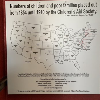 National Orphan Train Complex - Map showing number of orphans placed by state - Educational Services Near Me - Concordia, Kansas National Orphan Train Complex - Map showing number of orphans placed by state - Educational Services Near Me - Concordia, Kansas
