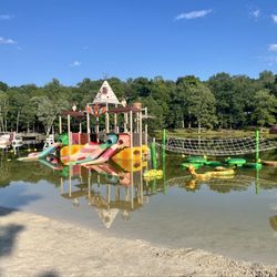 Tomahawk Lake Water Park - Play structures - photo taken after the water park has closed and people cleared out of the water