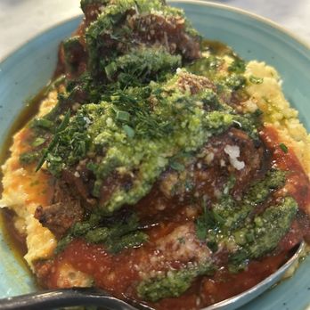Cibo Detroit - Meatballs over polenta - Cocktail Bars Near Me - Detroit, Michigan