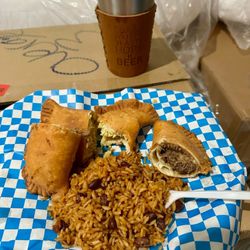 Empanada Kings - Brisket empanada with rice and beans - delicious with anything but certainly with a local IPA.