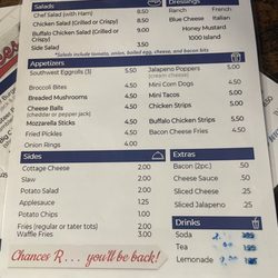 Chances R - Updated Menu