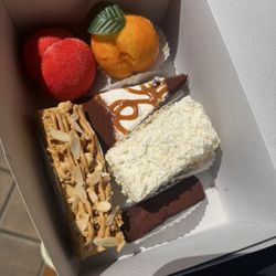 A variety of delicious pastries. Very good price.