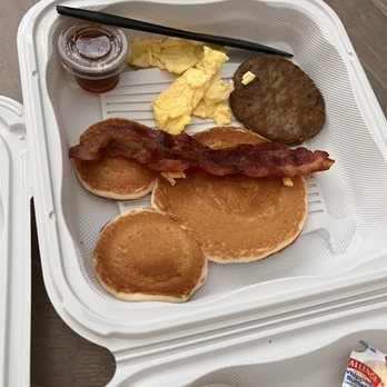 S & J Gran Cafe - Kids Hotcakes & Sausage. Added bacon on the side (3 for $7) - Coffee & Tea Near Me - Garden Grove, California