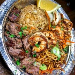 Volcano Grille - Filet Mignon and Grilled Shrimp Bowl.