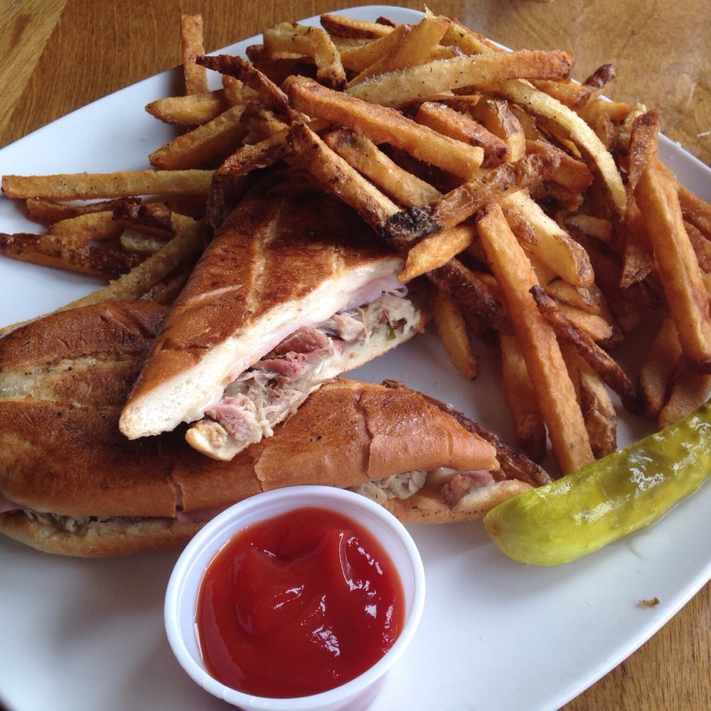 Table Forty4 - Cuban sandwich with fresh cut fries and small ketchup cup. - American Near Me - Toledo, Ohio