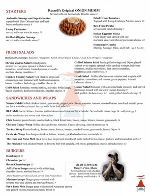 Menu photo 1 Russell's Marina Grill New Orleans, LA Menu photo 1 Russell's Marina Grill New Orleans, LA
