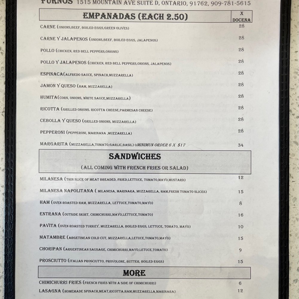 Furnos - Menu - Argentine Near Me - Rancho Cucamonga, California Furnos - Menu - Argentine Near Me - Rancho Cucamonga, California